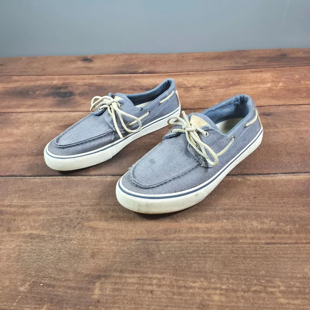 Sperry Bahama Boat Shoes Mens 11 Blue Good Canvas Low Top Sneakers STS23974